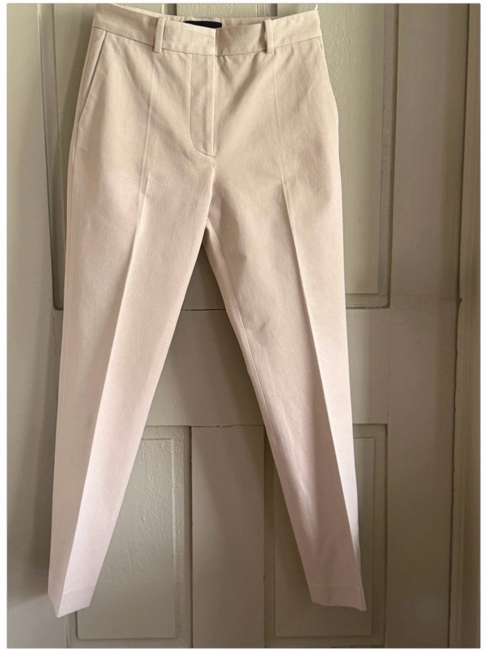 JOSEPH Gabardine Beige Dress Pants Women Tapered Flat Front Button Zip